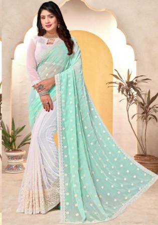 Picture of Gorgeous Georgette Antique White Saree