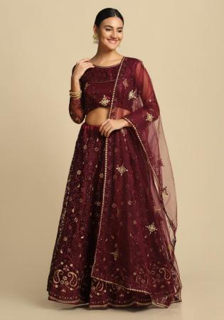 Picture of Delightful Net & Silk Purple Lehenga Cholis