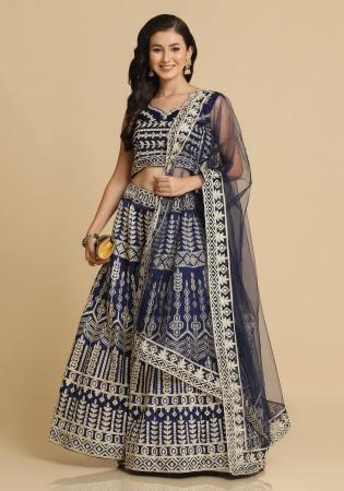 Picture of Radiant Net & Silk Navy Blue Lehenga Cholis