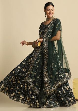 Picture of Excellent Net & Silk Sea Green Lehenga Cholis