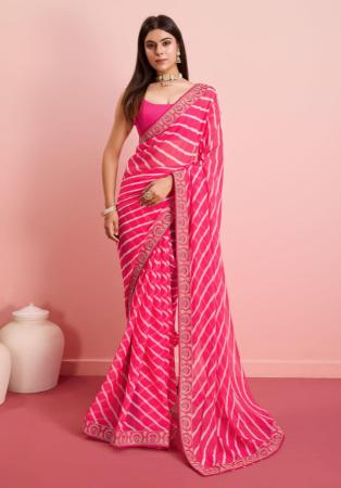 Picture of Charming Georgette Deep Pink Saree