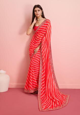 Picture of Bewitching Georgette Tomato Saree