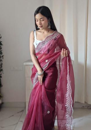 Picture of Pleasing Organza Brown Saree