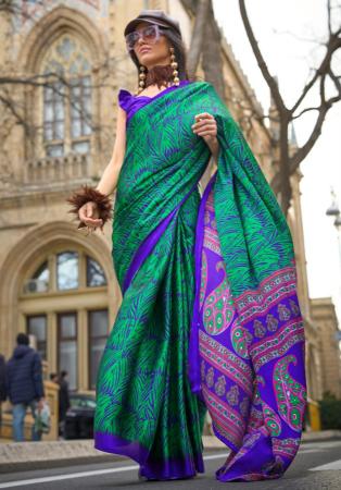 Picture of Marvelous Crepe & Satin Dark Green Saree