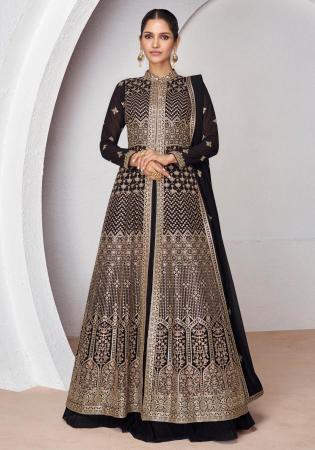 Picture of Enticing Georgette Black Straight Cut Salwar Kameez