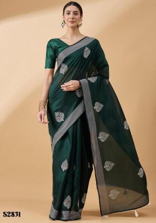 Picture of Superb Cotton Sea Green Saree