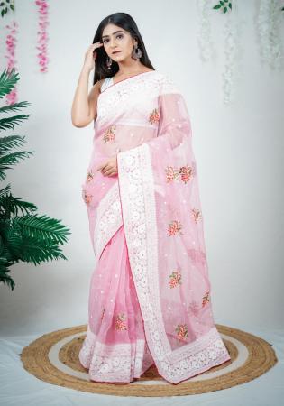 Picture of Nice Organza Rosy Brown Saree