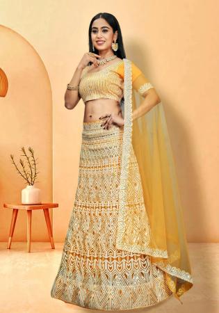 Picture of Superb Net Orange Lehenga Choli