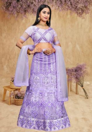 Picture of Graceful Net Light Steel Blue Lehenga Choli