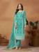 Picture of Organza Cadet Blue Straight Cut Salwar Kameez