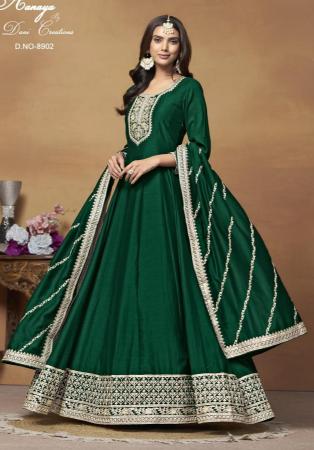 Picture of Beautiful Silk Dark Green Anarkali Salwar Kameez