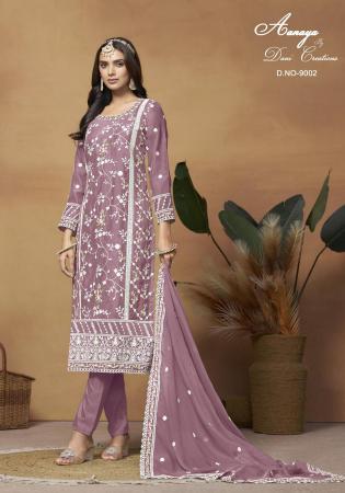 Picture of Charming Organza Beige Straight Cut Salwar Kameez