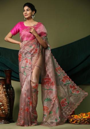 Picture of Fine Organza Rosy Brown Saree