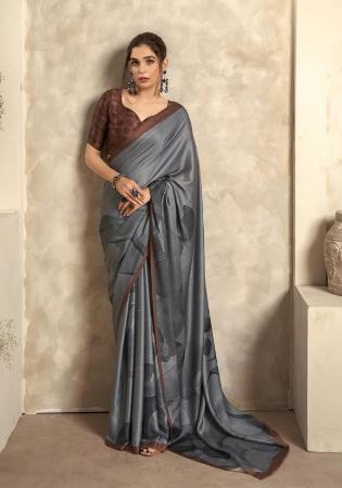 Picture of Charming Crepe & Satin Slate Grey Saree