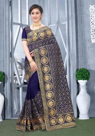 Picture of Ideal Silk Midnight Blue Saree