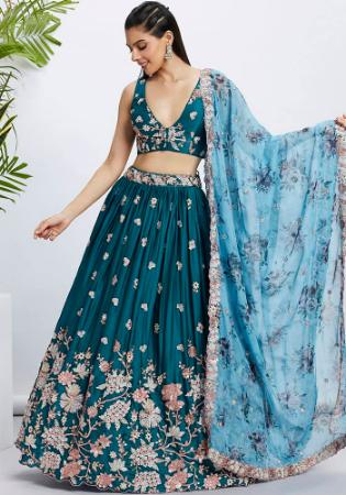 Picture of Radiant Georgette & Net Teal Lehenga Choli