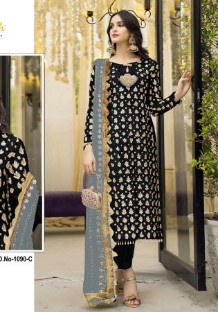 Picture of Nice Georgette Black Straight Cut Salwar Kameez