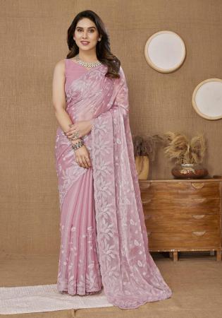 Picture of Excellent Silk Pale Violet Red Saree