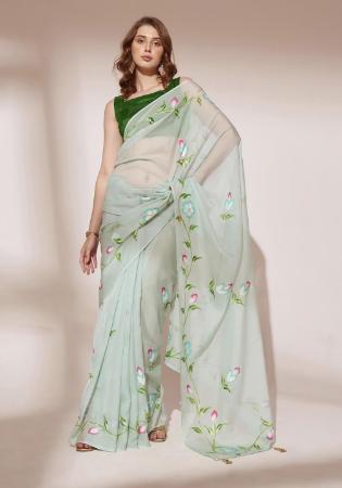 Picture of Wonderful Organza Dark Grey Saree