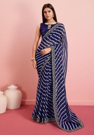 Picture of Gorgeous Georgette Midnight Blue Saree