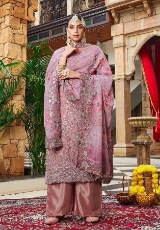 Picture of Georgette Rosy Brown Straight Cut Salwar Kameez