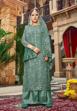 Picture of Georgette Slate Grey Straight Cut Salwar Kameez