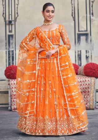 Picture of Good Looking Net Tomato Lehenga Choli