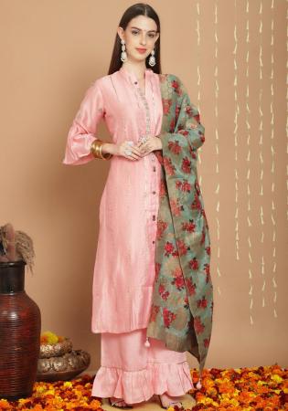 Picture of Enticing Silk Pink Straight Cut Salwar Kameez