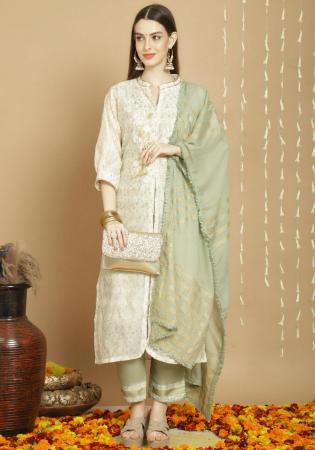 Picture of Fascinating Silk Azure Straight Cut Salwar Kameez