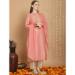 Picture of Alluring Silk Dark Salmon Straight Cut Salwar Kameez