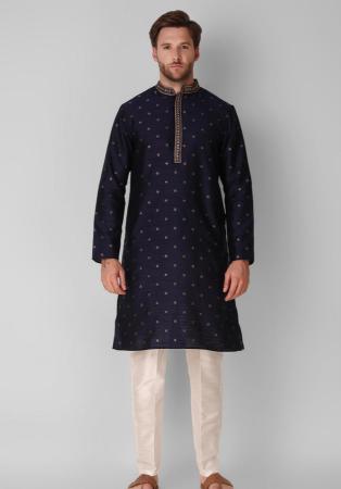 Picture of Nice Silk Navy Blue Kurtas