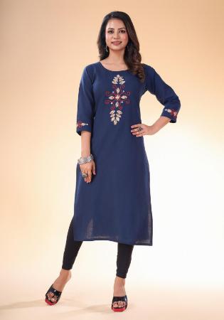 Picture of Classy Cotton Midnight Blue Readymade Salwar Kameez