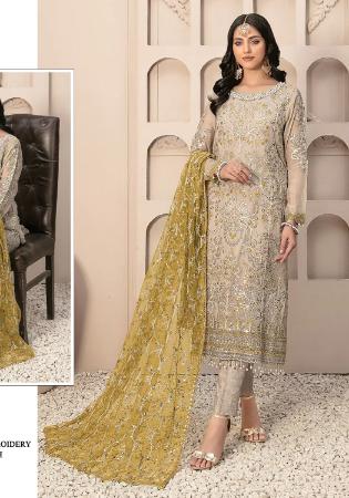 Picture of Superb Georgette Tan Straight Cut Salwar Kameez