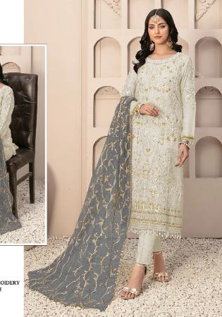 Picture of Nice Georgette Silver Straight Cut Salwar Kameez