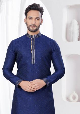 Picture of Bewitching Silk Dark Slate Blue Kurtas