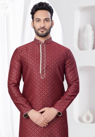 Picture of Alluring Silk Maroon Kurtas