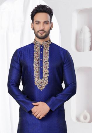 Picture of Fine Silk Dark Slate Blue Kurtas