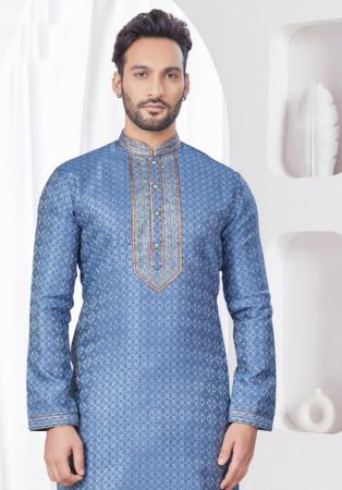 Picture of Ideal Silk Steel Blue Kurtas