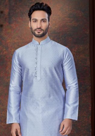 Picture of Amazing Silk Light Steel Blue Kurtas