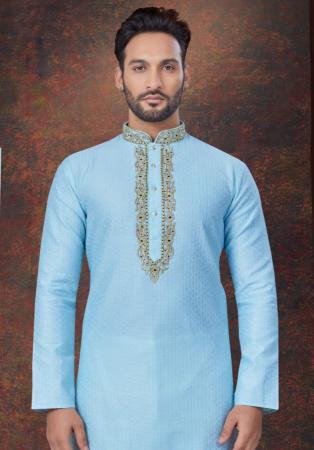 Picture of Graceful Silk Light Blue Kurtas