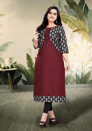 Picture of Exquisite Cotton Brown Kurtis & Tunic