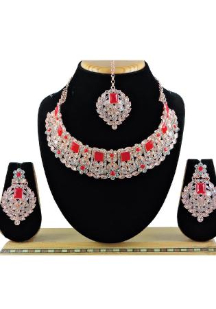 Picture of Pleasing Fire Brick Necklace Set