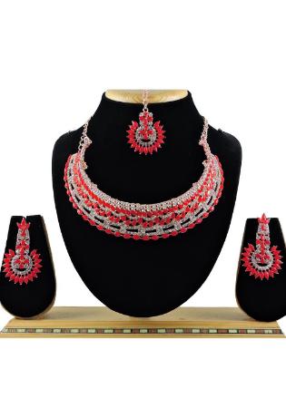 Picture of Shapely Fire Brick Necklace Set