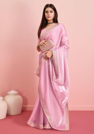 Picture of Beautiful Chiffon Pale Violet Red Saree