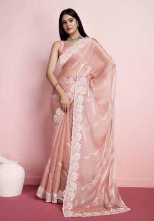 Picture of Shapely Chiffon Dark Salmon Saree