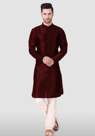 Picture of Resplendent Silk Maroon Kurtas