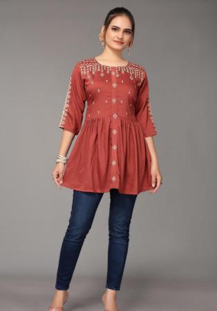 Picture of Charming Chiffon Indian Red Kurtis & Tunic