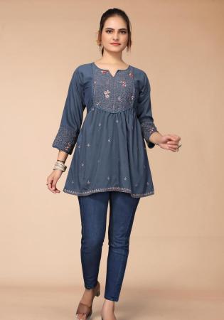 Picture of Shapely Chiffon Dark Slate Grey Kurtis & Tunic