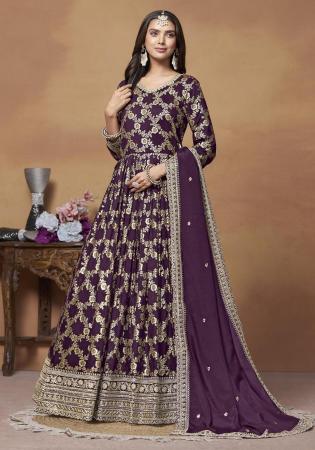 Picture of Superb Chiffon Brown Anarkali Salwar Kameez