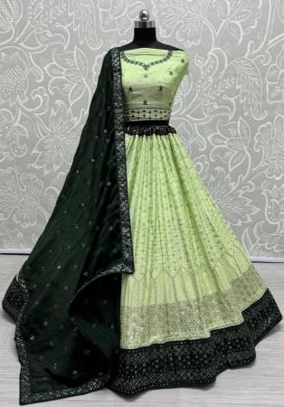 Picture of Elegant Georgette Dark Sea Green Lehenga Choli